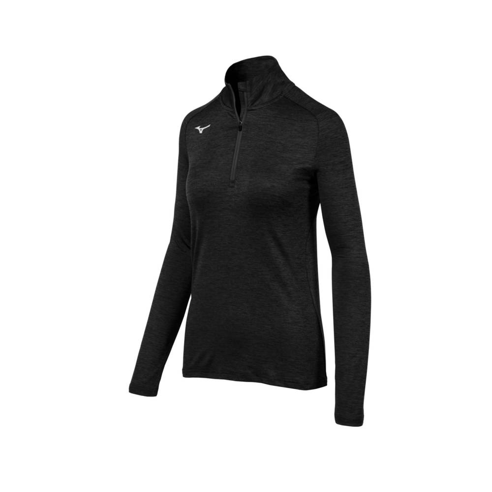 Womens Mizuno Alpha ½ Zip Pullover Black Philippines (LDJRGE837)